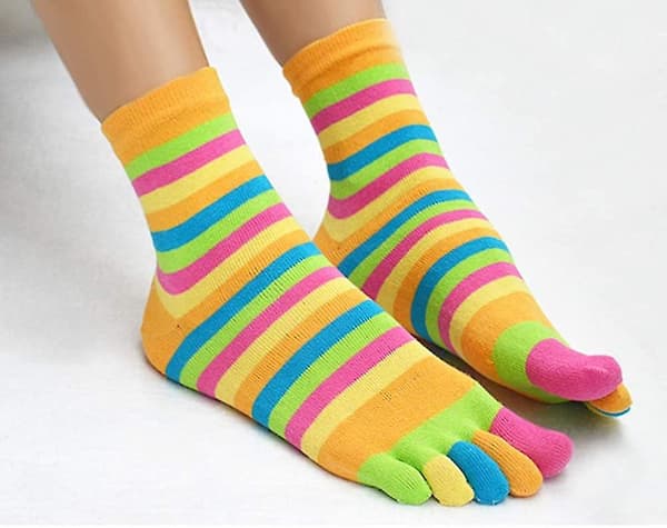 Women's Toe Socks 5 Fingers Cotton Moisture Wicking Training Socks 6-pack