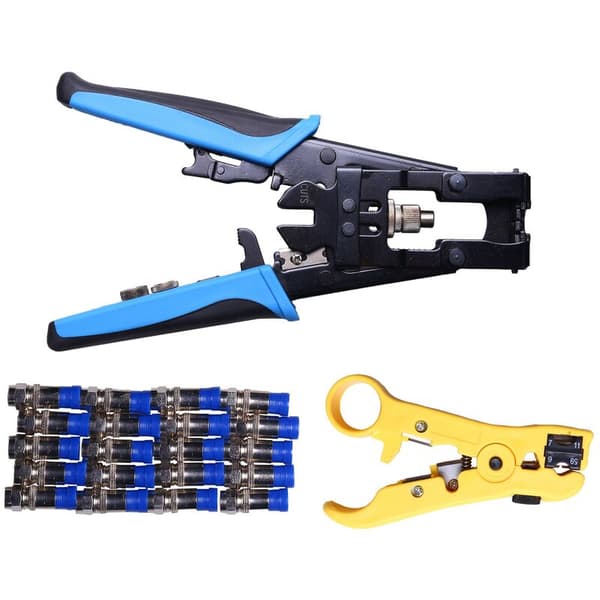 Durable Coaxial Compression Crimping Tool Bnc/Rca/F Connector Rg 59/58/6 Cable Wire Cutter Adjustable Crimping Pliers