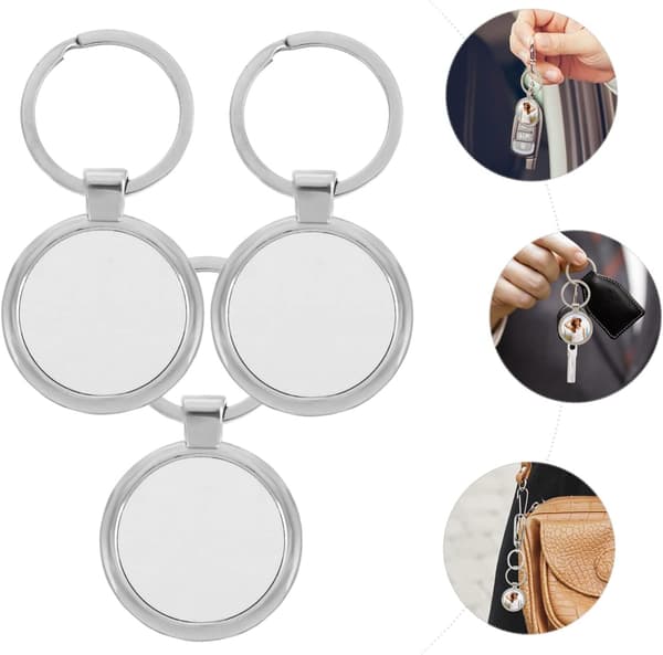 3pcs Empty Metal Keychains for DIY Creative Handmade Keychain Holder for and Lanyard