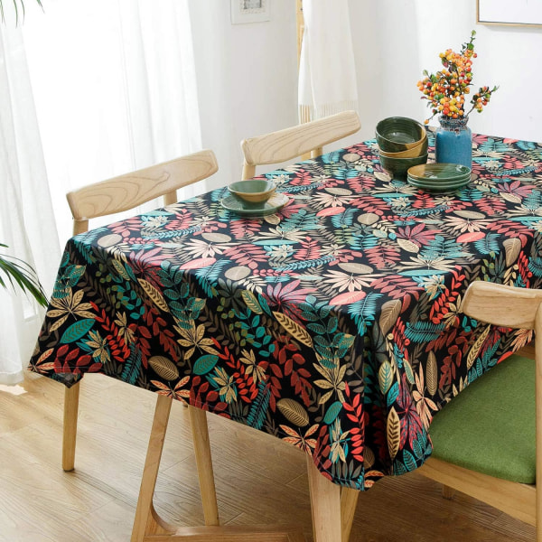 Rektangulär bordsduk, resistent mot fläckar, tryckt canvas, bomullsöverdrag, mönster, färger, matbord, picknick, fest, trädgård