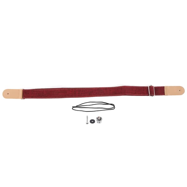 Adjustable Cotton Linen Ukulele Strap with Sliding Buckle, Red