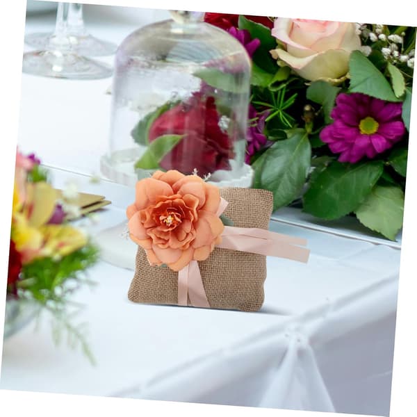 Wedding Ceremony Ring Pillow with Square Linen Cushion in Orange for Carrier