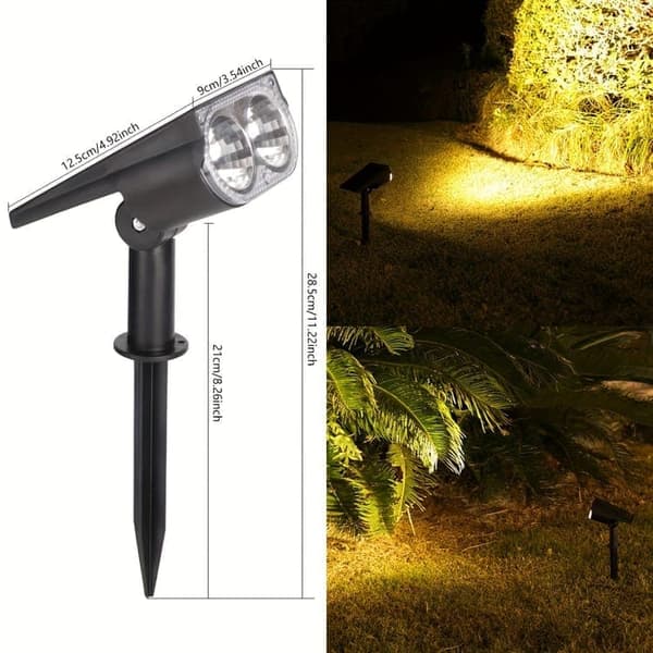 2-pack Outdoor Solar Lights, IP65 Waterproof, Adjustable Angle 150°, Warm White Wall Lamp