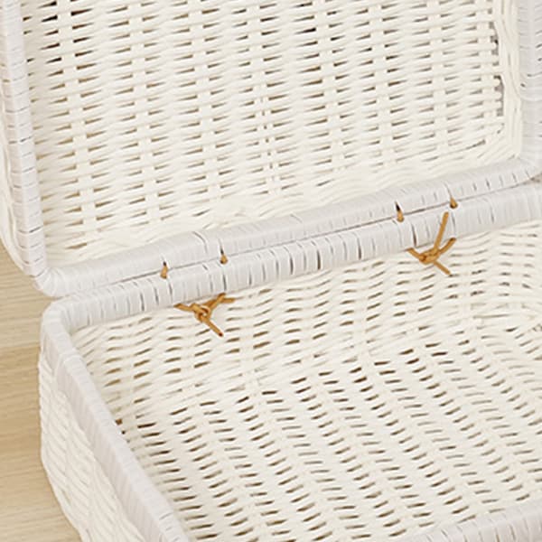 Odorless Woven Picnic Basket Retro Storage Box Ring Handle Outdoor Use