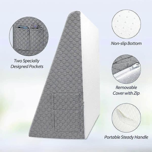 Wedge Pillow for Sleep, Post-Surgery Acid Reflux, Triangular Elevated Pillow for Bed, Dorm, Office, Air Layer, Memory Foam