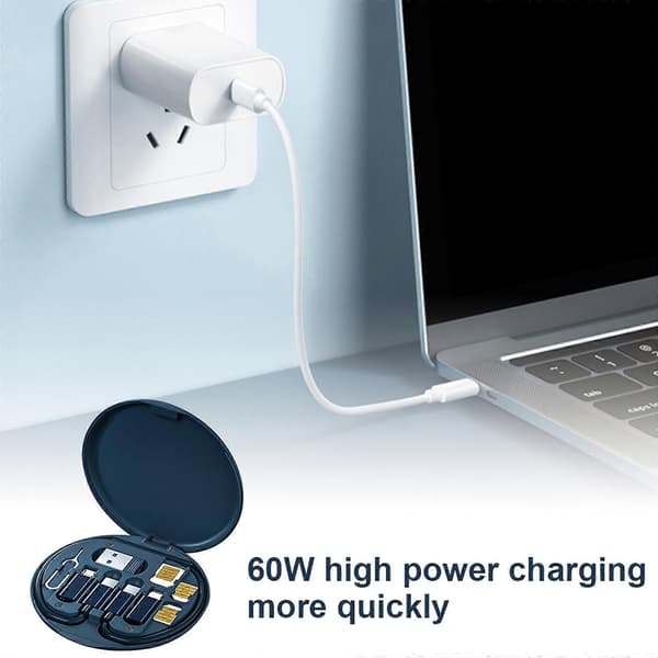 Alt-i-én Multi Opladerkabelstik USB-oplader Opladerkabel til mobiltelefon