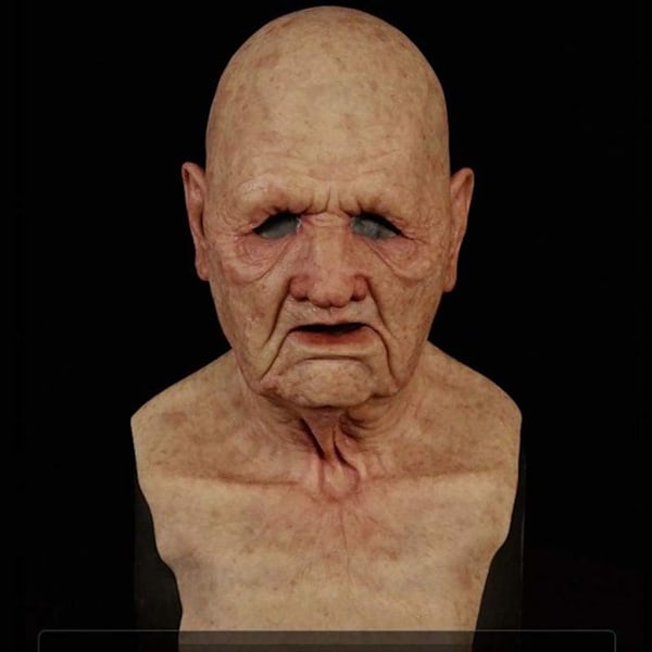 Halloween-latexmaske - gammel mann dekor realistisk ansiktsmaske for menneskelig rynke A