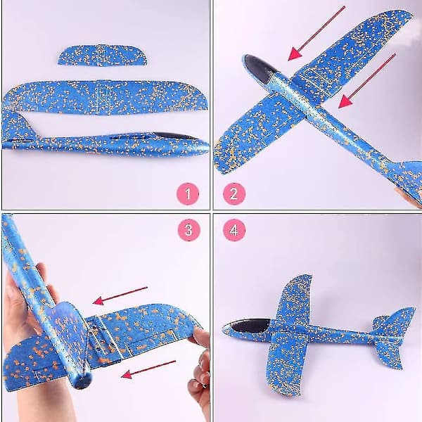 4-pack Flygplansleksaker, 48 cm Skumglidflygplan, Manuell Kastning, Roligt Flygplan