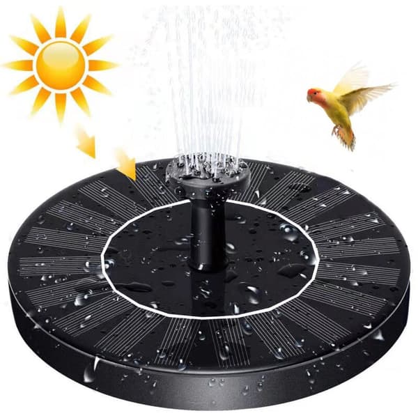 Solar springvand med solpumpe, solpanel, have, landskab, vandingssæt til sort havedam, 13 cm diameter