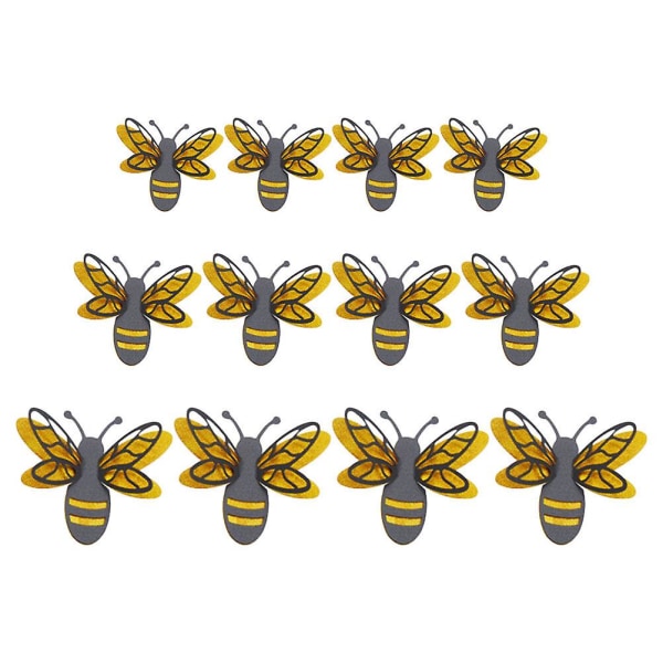 1 set 3d Bee-väggdekaler Avtagbara väggdekaler Dubbellagers väggdekaler för gör-det-själv Svarta gyllene 12X10,5X Black Golden 12X10.5X0.1CM