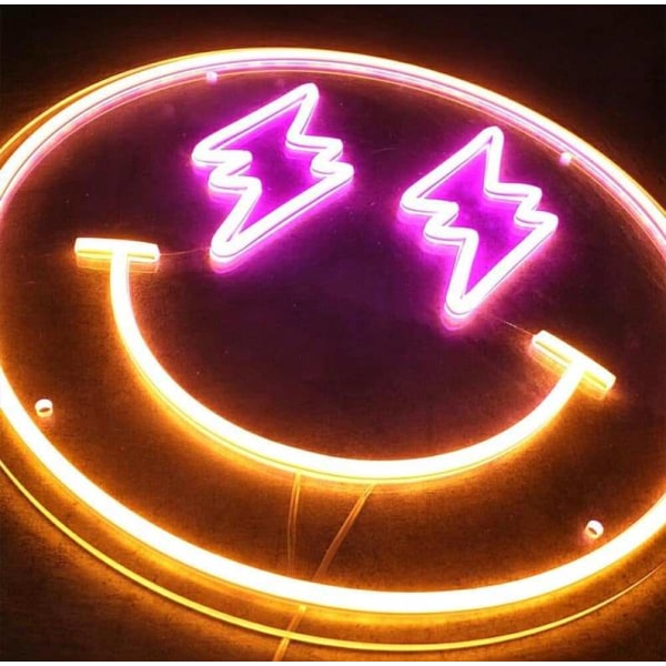 Smiley Face Neon Skilt Dæmpbar Smiley Face LED Skilt Smile Neon Skilt til Vægskilt Smiley Face Dekoration til Soveværelse Børn Ro