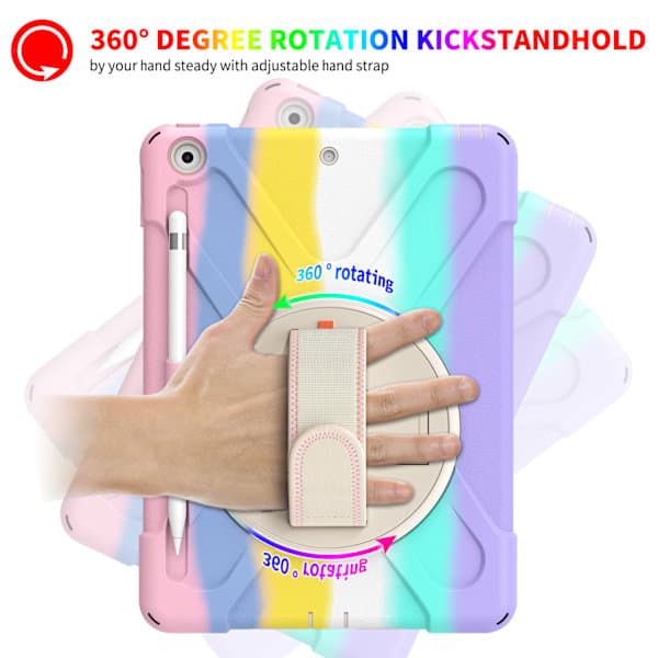 iPad 10.2 Case iPad 9/8/7 Generation Case, Heavy Duty Kids Protective Case with Pencil Holder Hand Strap Shoulder Strap