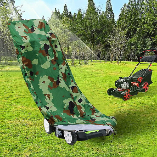 Græsslåmaskinebetræk Vandtæt Heavy Duty Push Mower Betræk, UV Beskyttelse Universal Pasform Med Snøretræk & Betræk Opbevaringspose Camouflage Camouflage