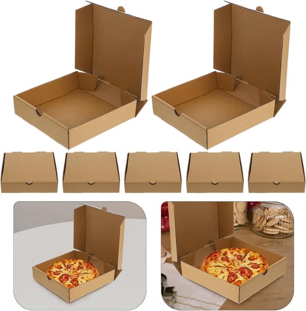 10 Pcs Kraft Paper Pizza Boxes 6-inch Takeaway Containers Pizza Boxes