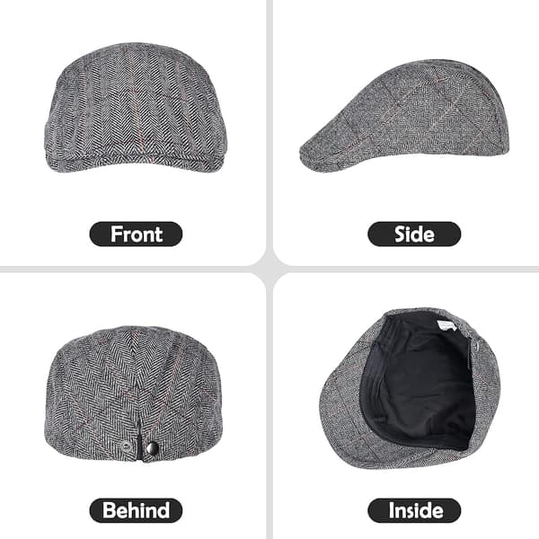 Herre Beret Flat Cap Golf Kjøring Newsboy Lue Flat Cap - Ullfilt