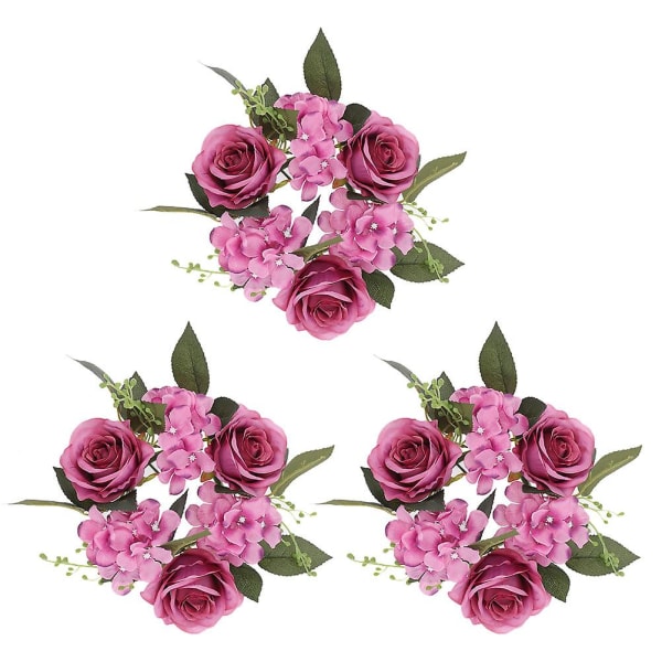3st Ljusringar Kransar Konstgjorda Rose Blomma Ljusring För Bröllop Bordsfest Heminredning Lila20X20X8CM Purple 20X20X8CM