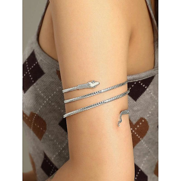 Spiralformad Ormarmband, Ankelkedja, Övre Armmanschett, Armband, Bangel i Punk-Stil (2 st, Guld)
