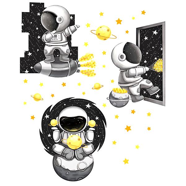 1kpl Piirretty Astronaut Seinätarra Ihastuttava PVC-Seinätarra Kotiseinän Koristelu Valkoinen 93X76CM White 93X76CM