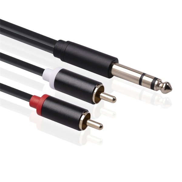 6,35 mm - 2RCA-kaapeli RCA-kaapeli 6,35 mm 1/4 tuuman uros - 2 RCA-uros stereokaiutinsovitin Y-jakaja R