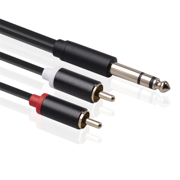 6,35 mm til 2RCA Kabel RCA Kabel 6,35mm 1/4 tommer Han til 2 RCA Han Stereo Audio Adapter Y Splitter R Black 5m