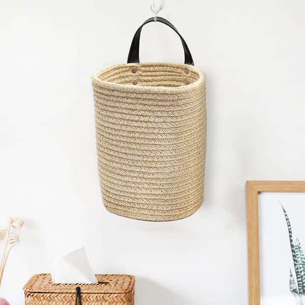 Hanging Storage Basket - Rope Woven Storage Baskets Hanging Wall Basket with Handle Decorative Basket