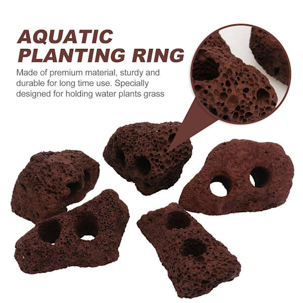 5 stk Kreative Vannplante Feste Ring Vulkaniske Steiner Ornament (Tilfeldig Farge)Tilfeldig Farge12x8cm