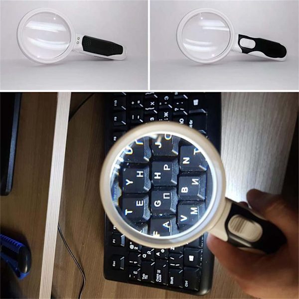 Håndholdt LED-lys med høj forstørrelse, imitation af antik bugtporcelæn, smykke-forstørrelsesglas, high-definition, høj dobbelt