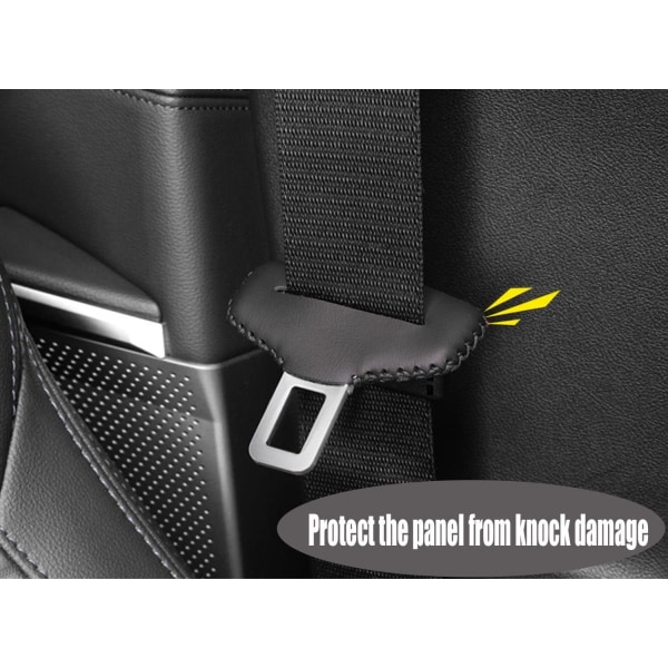 (Læderbetræk i basis sort) Betræk til sikkerhedsselespænde, ren håndsyning Sikkerhedsseleklips beskyttende dæksel, sikkerhedssele Sile