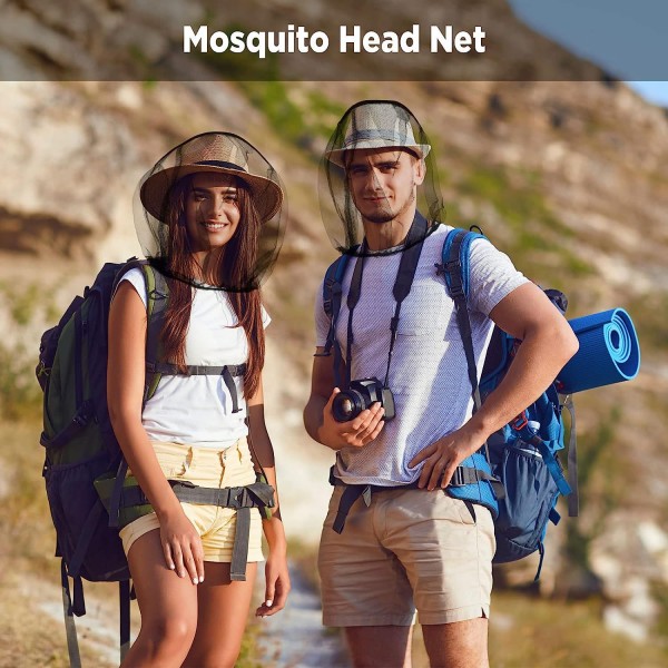 Myggenet, 12 stk Myggemaske Myggenetshat, biavlerhat Mesh hovedbeklædning, myggehat An