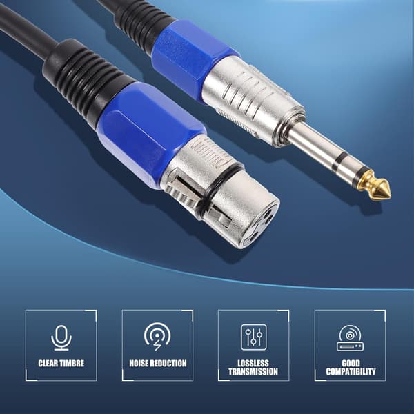2 stk. XLR til 1/4 stereo adapter patchkabel ledning han til hun lydkonverter med gummi- og metalmateriale