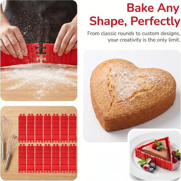 16-pakning silikonkakeform Magic Bake Snake, silikonkakeformere DIY rund rektangulær hjerteformet kakedessert, isbarriere slipsfarge -