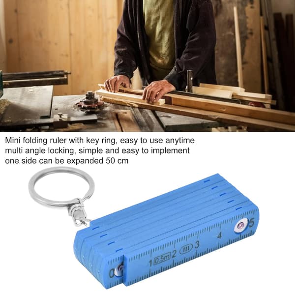 2-pak Mini Foldbare Linealer - 0,5m - Foldbar Lineal til Lægning af Snedkerplader (Blå)
