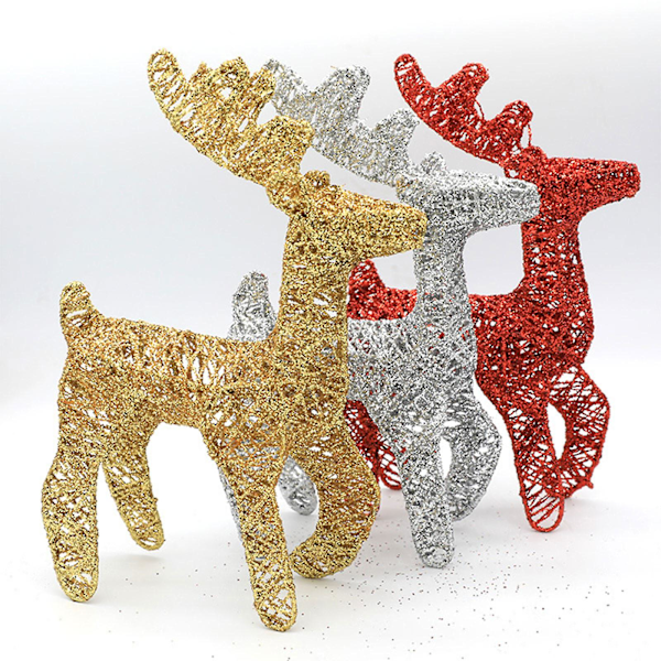 Juldekorationer smidesjärnshjort hem skrivbordsdisplay rekvisita Silver