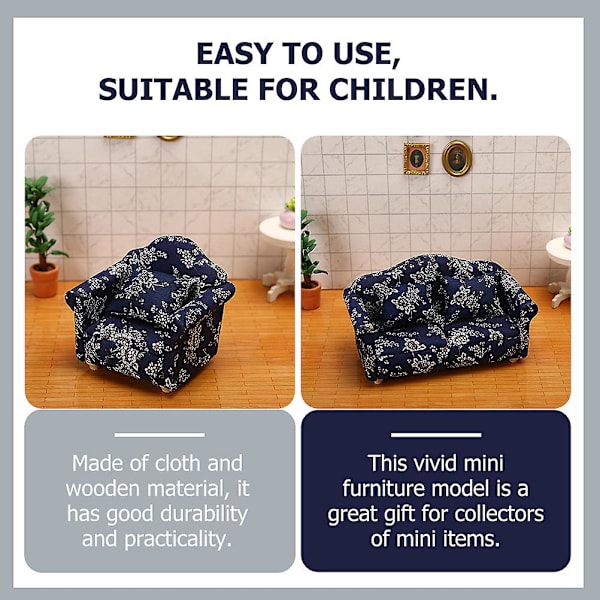 2 st Mini-soffor för Barnrum Leksaker Mini-soffa Modell Minihus Möbler Barn Lekar Assorterade Färger 8,2