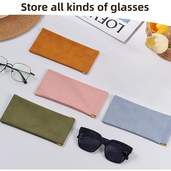 Soft Glasses Cases - 4 Pieces - Various Colors - PU Leather