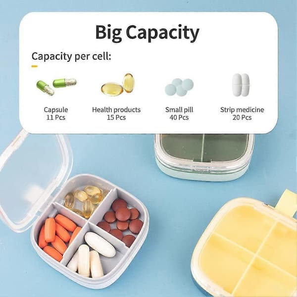 Transparent Layer Pill Box Organizer, Portable Pocket Pill Box Carrier Medicine Storage Box, Capacity with Deep Compartment