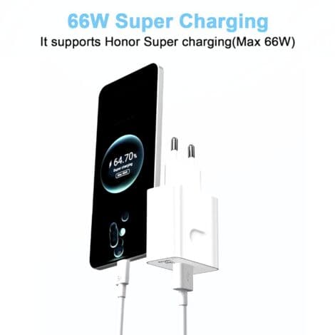 66W Supercharge Hurtiglader til Honor 200 Lite 90 Lite Magic6 Lite, 66W Supercharge Oplader med 6A USB C Kabel 1m til Honor Magic6 6Pro Magic7 Lite H