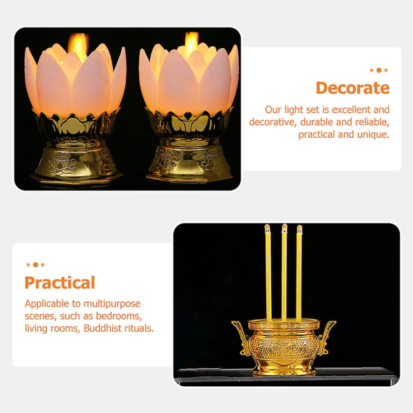 Kapenevat kynttilänjalat buddhalaiset sähköiset suitsuketikku kynttilälamput pidikkeet suitsukepolttimen valo kynttilä White 6.5X6.5X16CM