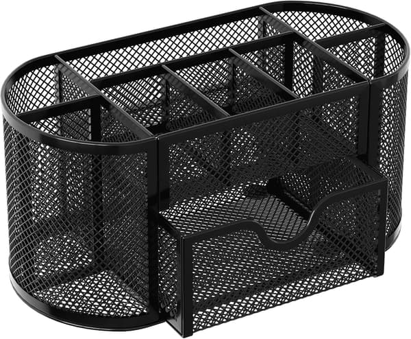 Mesh Desk Organizer with Drawer, Desk Stand, Suitable for Student Dorms, 9 Compartments, Desk Accessories.