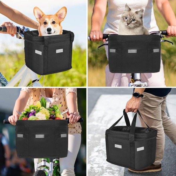 Cykelkorg fram, multifunktionscykelstyre Korg Vikbar husdjurs katthundhållare för utomhuscykling shopping och camping