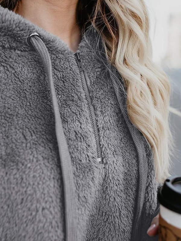 Dame fuzzy hættetrøjer pullover hyggelig oversized lommer hætte