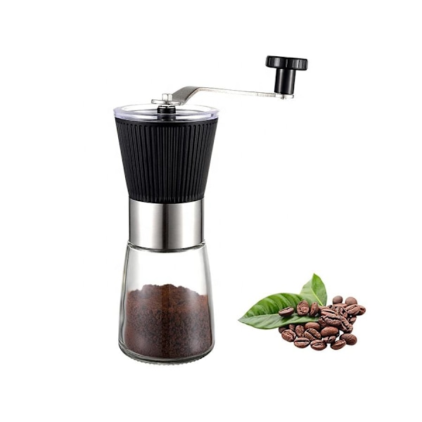 Manuell Kaffekvarn, Handkvarn med Justerbar Konisk Keramisk Kvarn för Aeropress, Espresso, Filter, Fransk Press, Kaffebönor (Svart)
