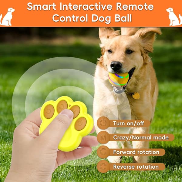 Interactive dog toy, a smart remote-controlled interactive ball for dogs with automatic movement, bounce and vibration functions.