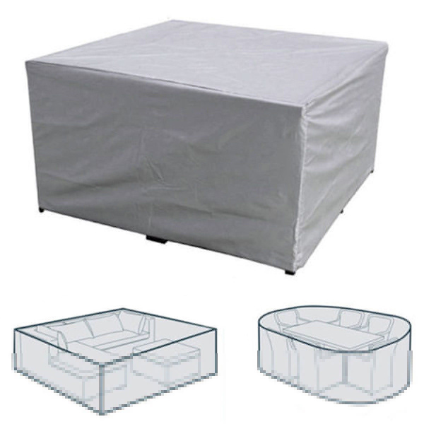 Rektangulært Havebordstæppe Vandtæt Havemøbelstæppe 180x120x74cm Sølv, 210D Anti-UV Stue Beskyttelsestæppe Udendørs