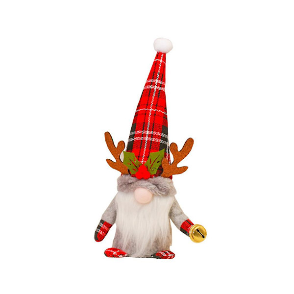 Type A Julepynt Tartan Hjorte Håndlavet Svensk Tomte Gnome Plys Santa ElfType A