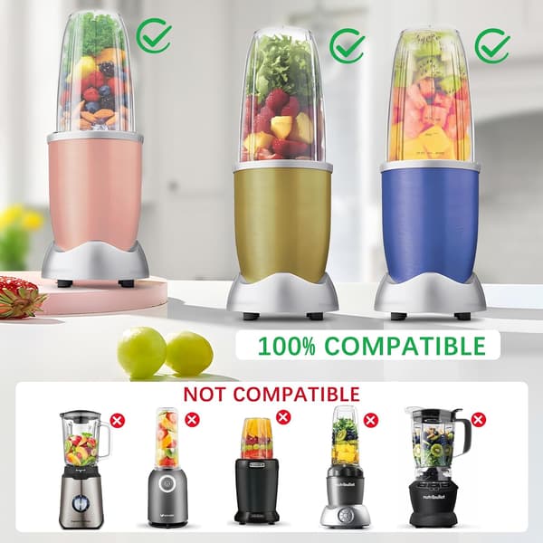 Reservedeler for Nutribullet blender, 94 cl & 71 cl-kopper med erstatningsblad (3 stk)