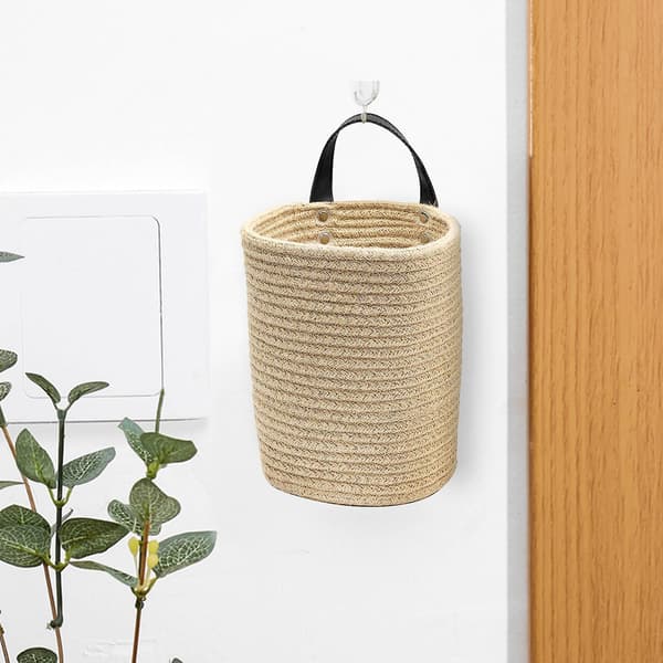 Hanging Storage Basket - Rope Woven Storage Baskets Hanging Wall Basket with Handle Decorative Basket