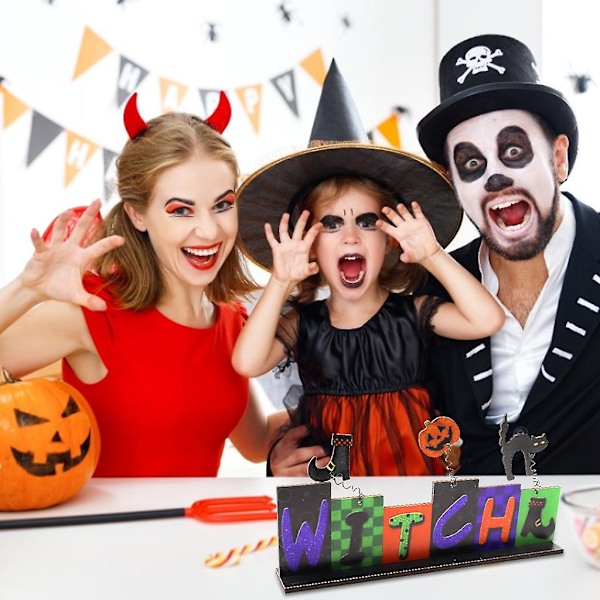 Halloween-puinen riippuva kyltti seinälle ja ikkunaan, puinen riippuva kyltti kummitustalo-koriste B