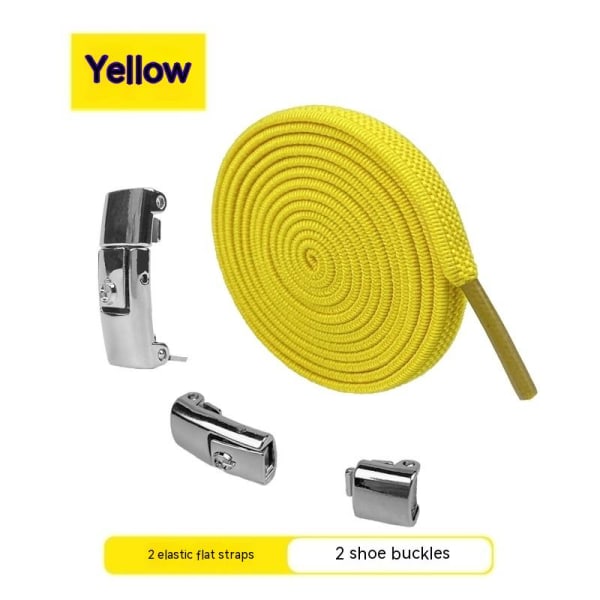 Lazy people do not need to tie shoelaces, elastic pressure is used to fix shoelace buckles, yellow 6mm wide