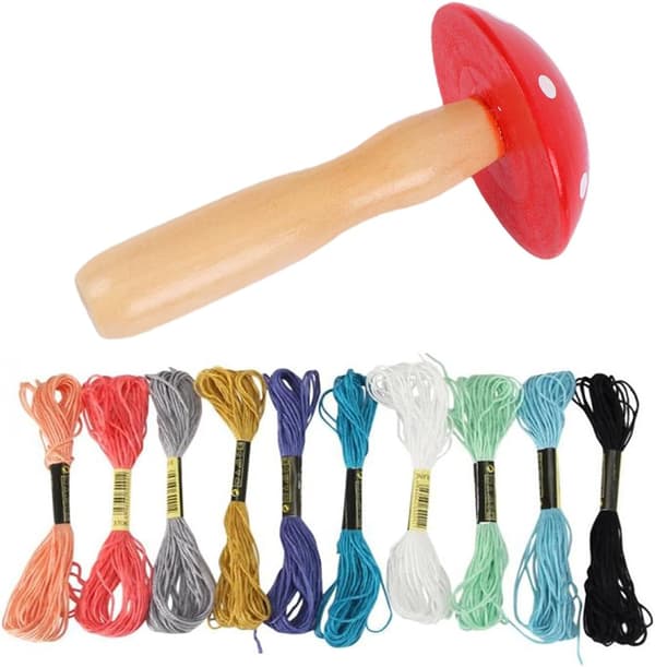 Small Solid Wood Mushroom Darning Tool for Sewing and Mending